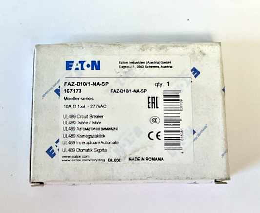 EATON FAZ-D10/1-NA-SP CIRCUIT BREAKER 10A 1POLE 240VAC 50/60HZ CAT.A