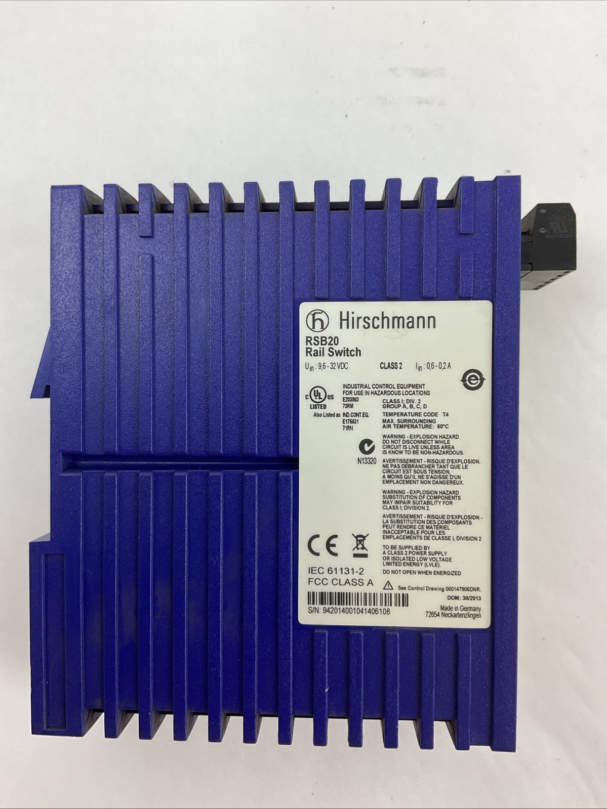 HIRSCHMANN RSB20-0800T1T1SAABHH05.3.02 ETHERNET RAIL SWITCH