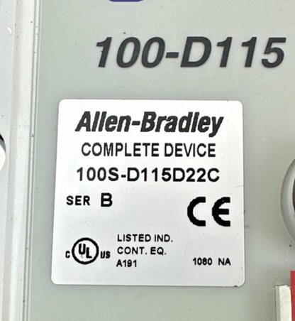 ALLEN BRADLEY 100S-D115D22C CONTACTOR SER.B 250A 12KV 600VAC