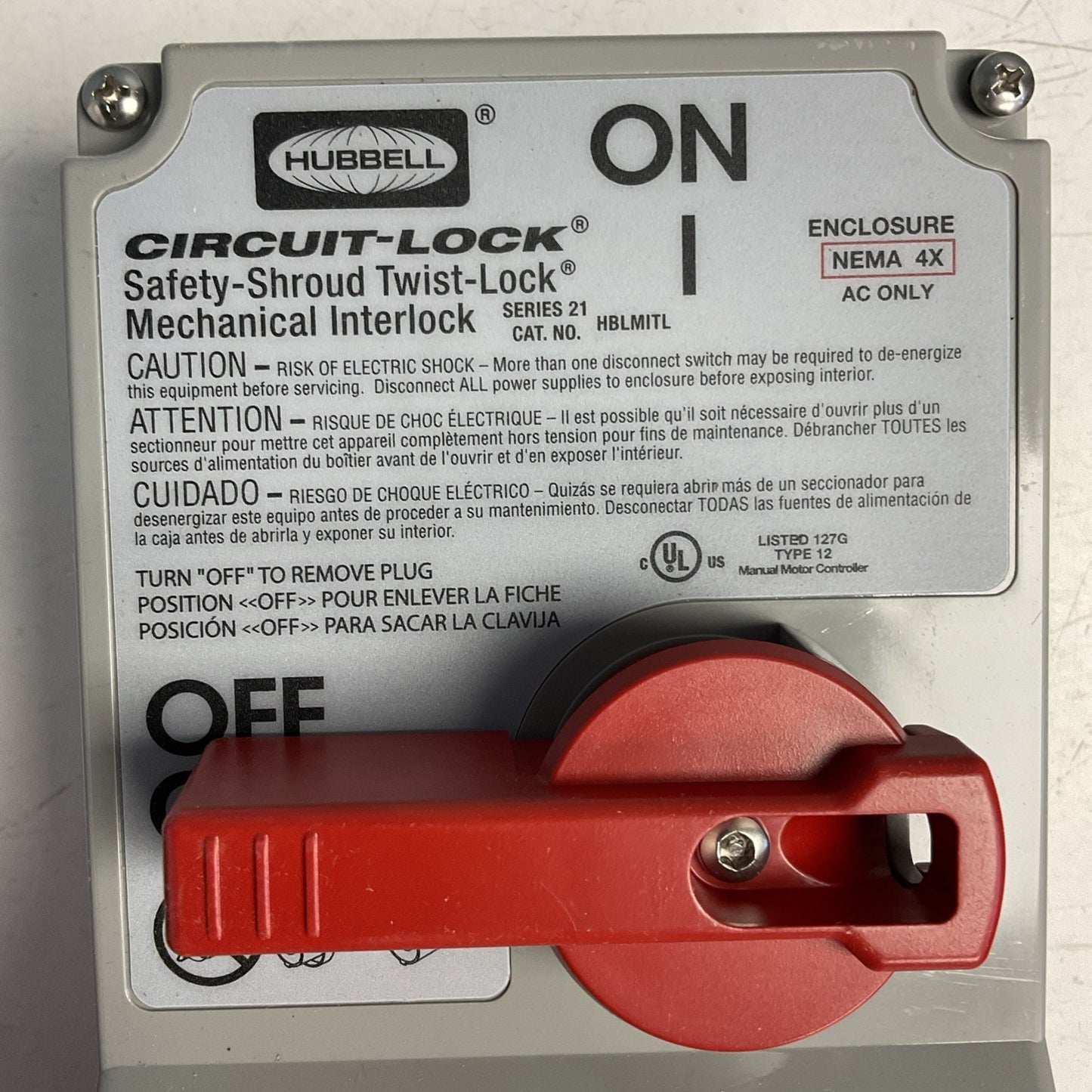 HUBBELL HBLMITL SAFETY SHROUD INTERLOCK 30A 600VAC SER.21
