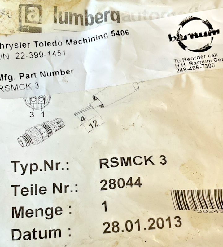 LUMBERG RSMCK 3 SENSOR PLUG CONNECTOR