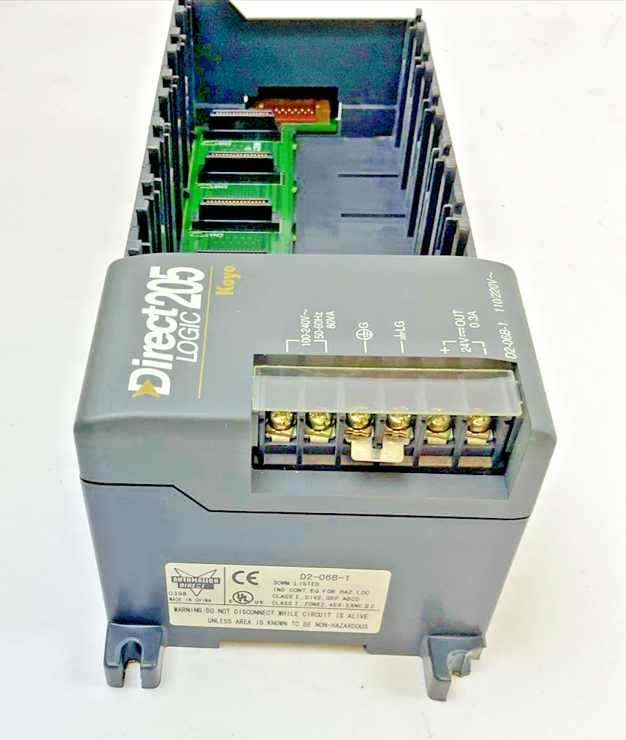 KOYO DIRECT LOGIC D2-06B-1 6 SLOT PLC RACK 240VAC 50/60HZ 80VA