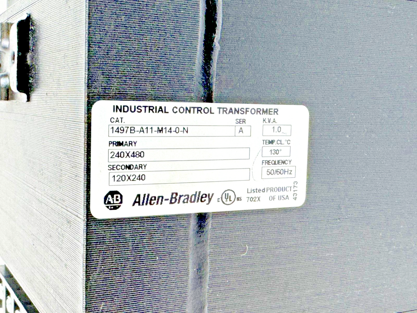 ALLEN-BRADLEY 1497B-A11-M14-0-N INDUSTRIAL CONTROL TRANSFORMER 240-480V 1.0KVA