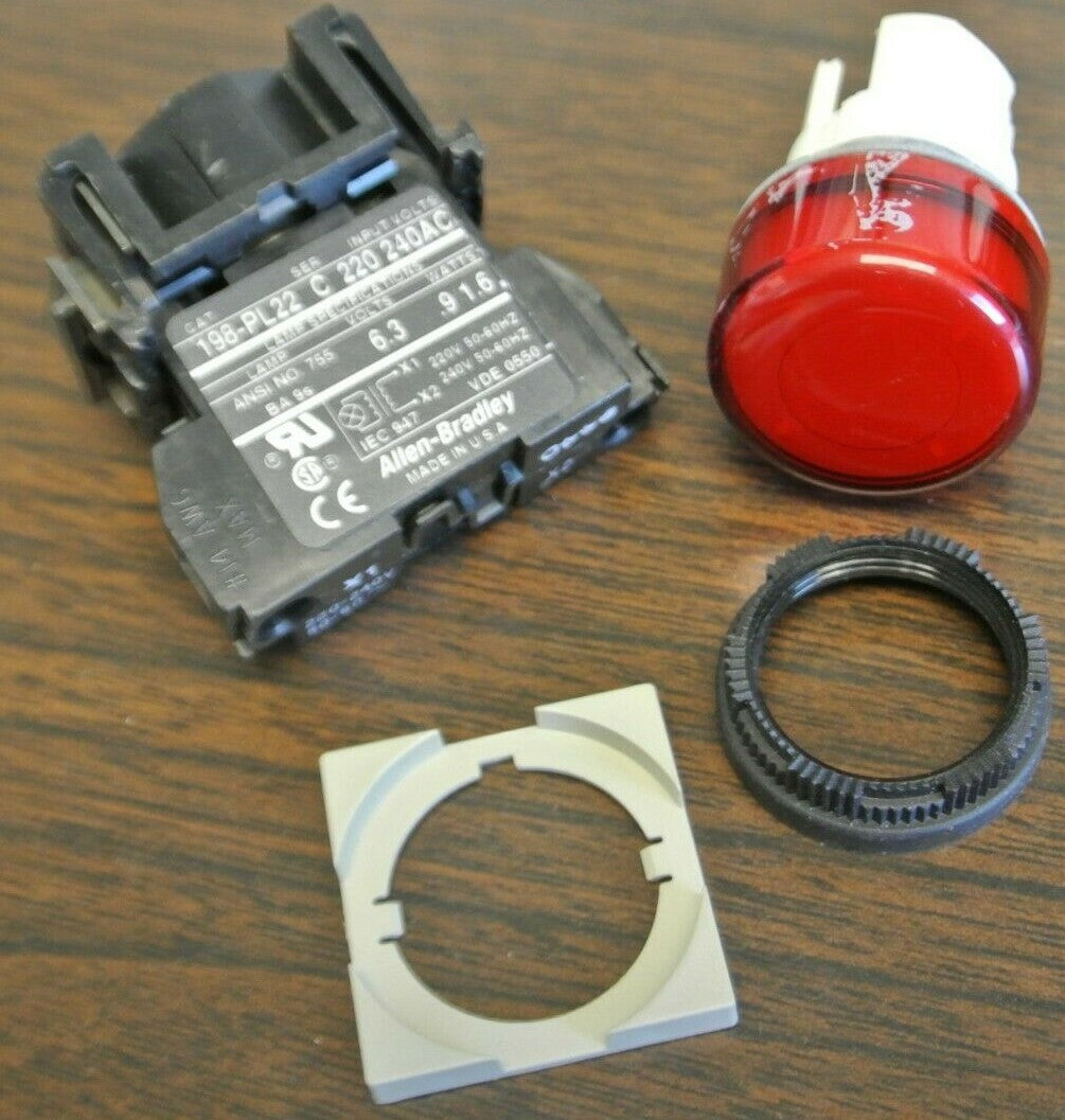 ALLEN-BRADLEY 198-PL22R / PILOT LIGHT KIT / 240VAC / RED / NEW SURPLUS 198-PL22