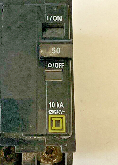 SQUARE D QO250 CIRCUIT BREAKER 50A 2POLE 10KA 120/240VAC