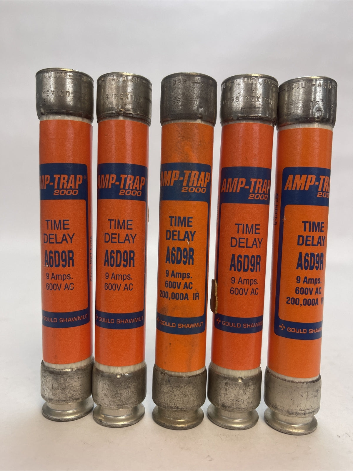 GOULD SHAWMUT A6D9R AMP-TRAP 2000 TIME DELAY FUSE 9AMP 600VAC (LOT OF 5)
