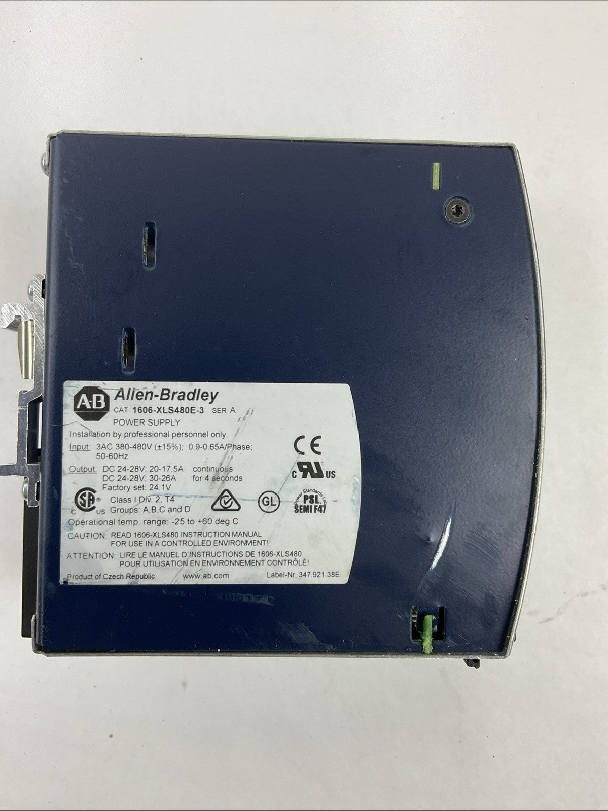 ALLEN BRADLEY 1606-XLS480E-3 SER A POWER SUPPLY OUTPUT 24-28VDC INPUT 380-480VAC