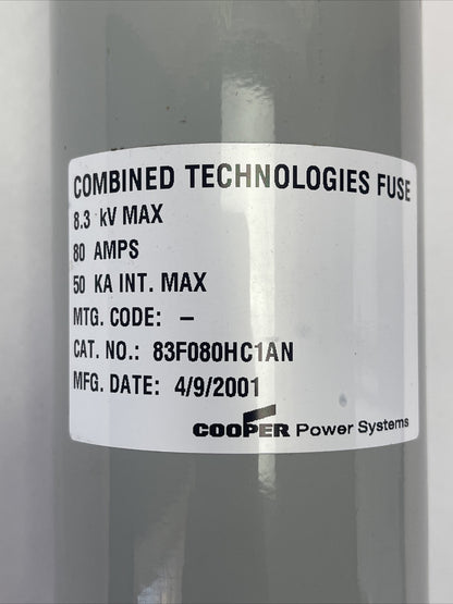 COOPER 83F080HC1AN COMBINED TECHNOLOGIES FUSE 8.3kV MAX 80AMP 50KA INT MAX
