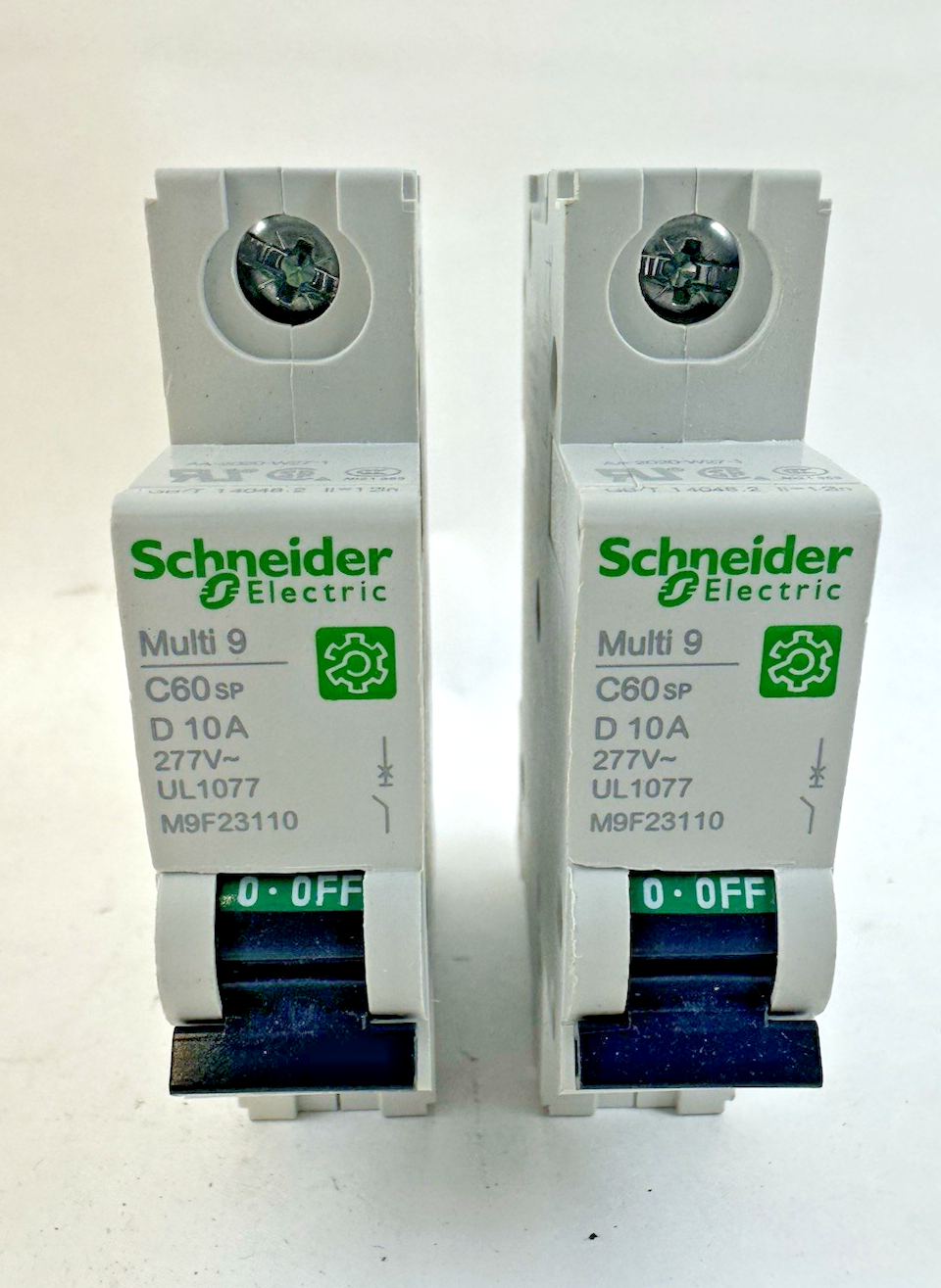 SCHNEIDER ELECTRIC M9F23110 BREAKER 1POLE 10AMP 277V LOT OF 2