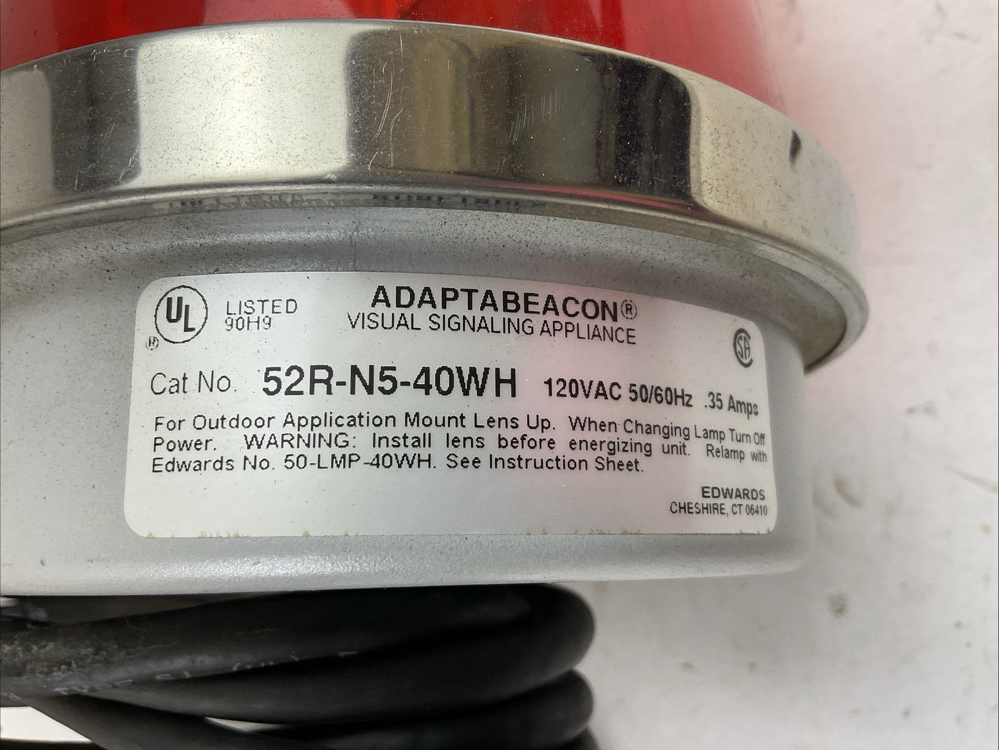 ADAPTABEACON 52R-N5-40WH 52A-N5-40WH 120VAC 50/60HZ .35AMP