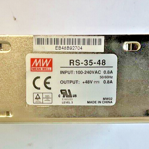 MEAN WELL RS-35-48 POWER SUPPLY 100-240VAC 0.8A 48VDC 50/60HZ