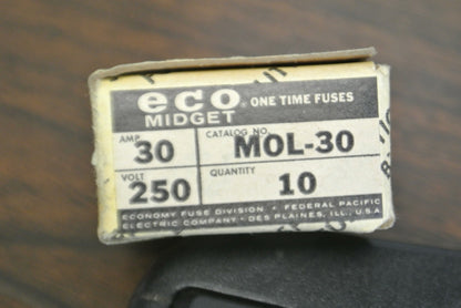 BOX of 10 / ECONOMY / FPE MOL-30 MIDGET ONE-TIME FUSE / 30A / 250V
