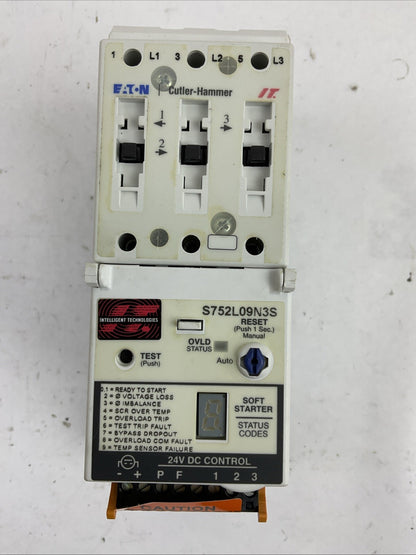EATON CUTLER HAMMER S752L09N3S 600VAC 9AMPS 7.5HP 3PH SOFT START 24VDC