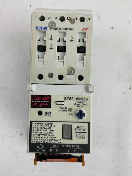 EATON CUTLER HAMMER S752L09N3S 600VAC 9AMPS 7.5HP 3PH SOFT START 24VDC