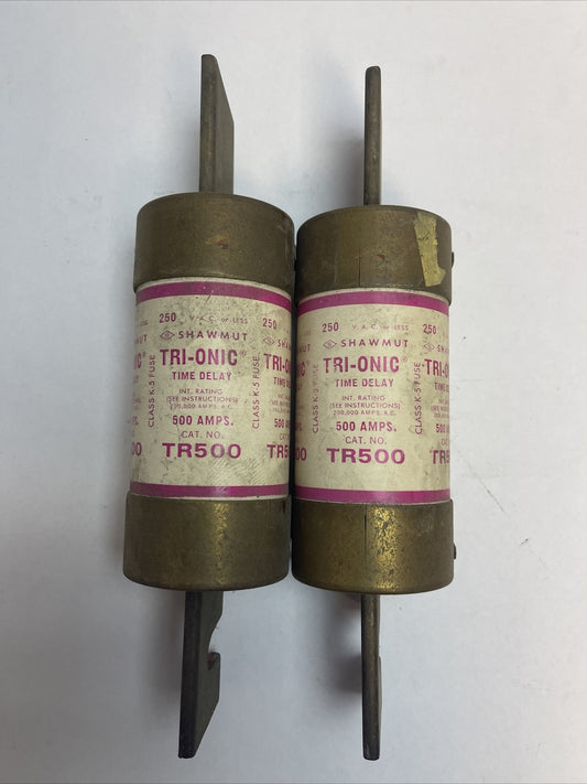 SHAWMUT TR500 TRI-ONIC TIME DELAY CLASS K-5 FUSE 500AMP 250VAC (LOT OF 2)