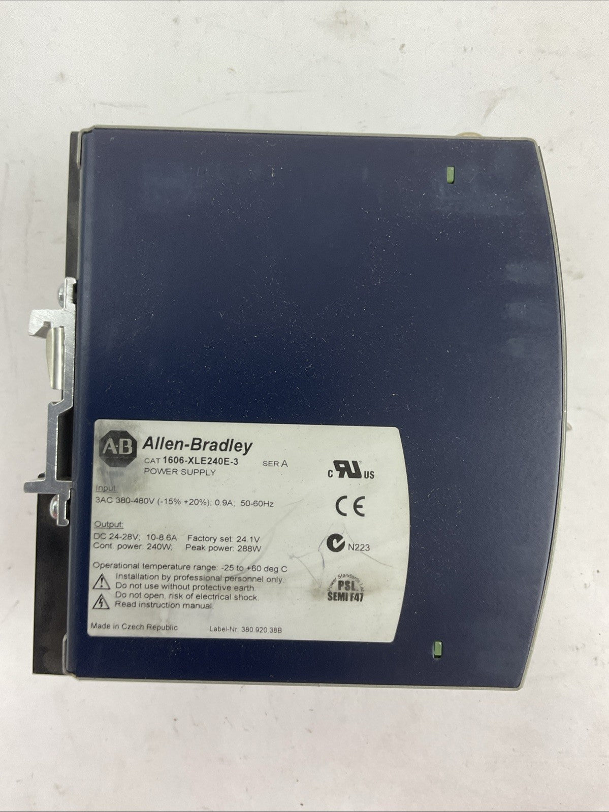 ALLEN BRADLEY 1606-XLE240E-3 DC POWER SUPPLY SER A OUTPUT 24-28VDC 10-8.6A