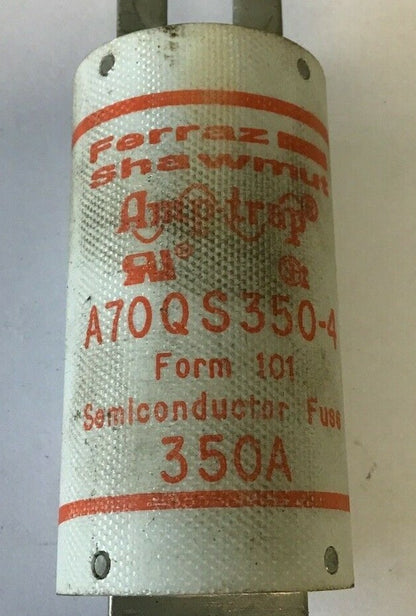 FERRAZ SHAWMUT A70QS350-A AMP TRAP FUSE FORM101 350A 700VAC/DC***LOTOF3***