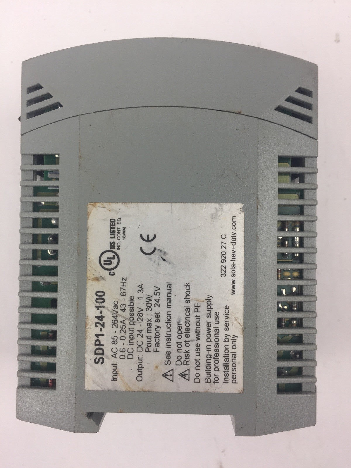 SOLA SDP 1-24-100 POWER SUPPLY 24VDC/1.3A 85-264VAC/0.6-0.25A 43-67HZ