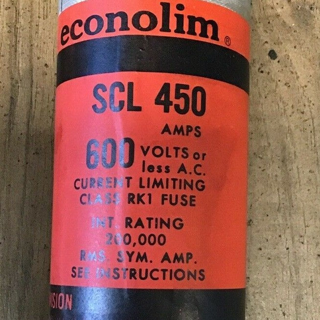 FEDERAL PACIFIC ECONOLIM SCL450 CLASS RK1 FUSE 450A 600V CURRENT LIMITING