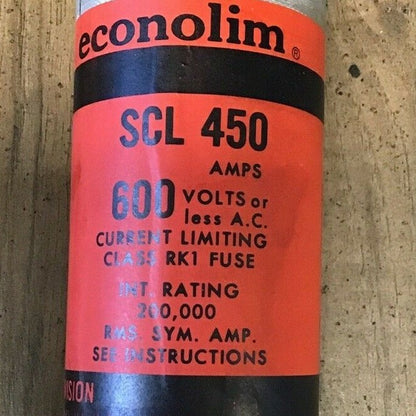 FEDERAL PACIFIC ECONOLIM SCL450 CLASS RK1 FUSE 450A 600V CURRENT LIMITING