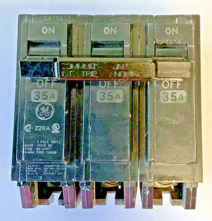 GE THHQB32035 CIRCUIT BREAKER 22KA 240VAC 3POLE 35A