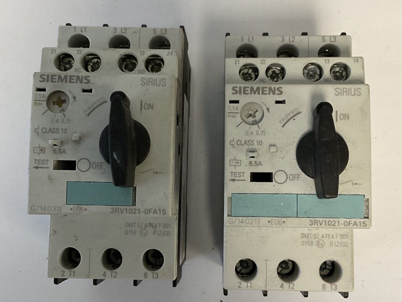 SIEMENS 3RV1021-0FA15 MOTOR STARTER 50/60HZ 600V 0.5-0.35A 6KV 6.5A ***LOTOF2***