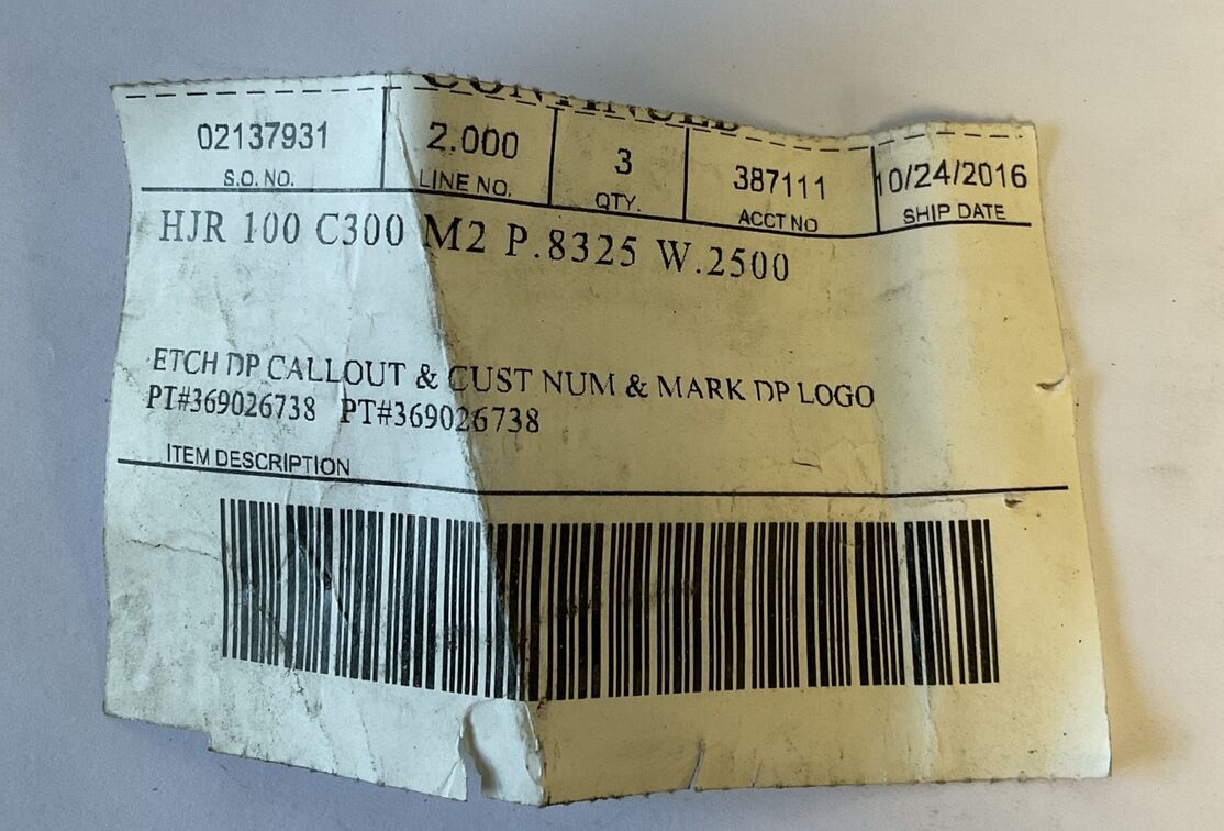 DAYTON HJR 100 C300 M2 P.8325 W.2500 PUNCH  ****LOTOF3*****