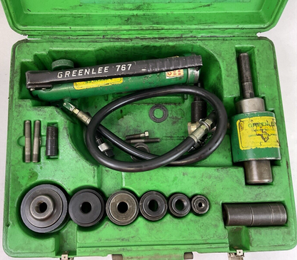 GREENLEE 7306 HYDRAULIC KNOCKOUT PUNCH-DRIVER SET W/PUNCHES AND DIES FOR