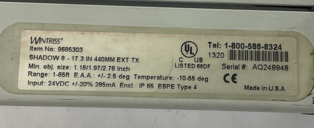 WINTRISS 9685303 EXTENSION TRANSMITTER SHADOW 8 24VDC 17.3IN 440MM 1-65FT