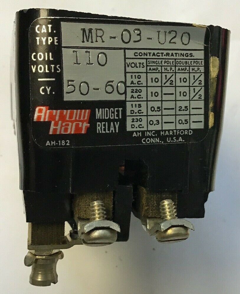 ARROW HART MR-03-U20 MIDGET RELAY 110V 50-60HZ 2POLE