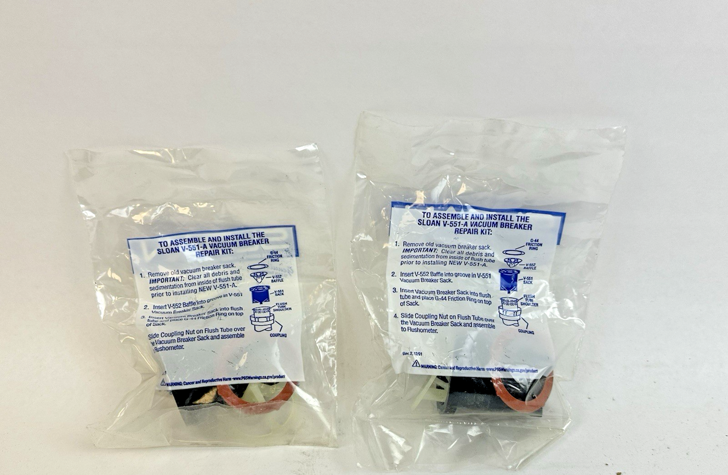 SLOAN V-551-A VACUUM BREAKER REPAIR KIT FOR V-500A & V-500-AA LOT OF 2