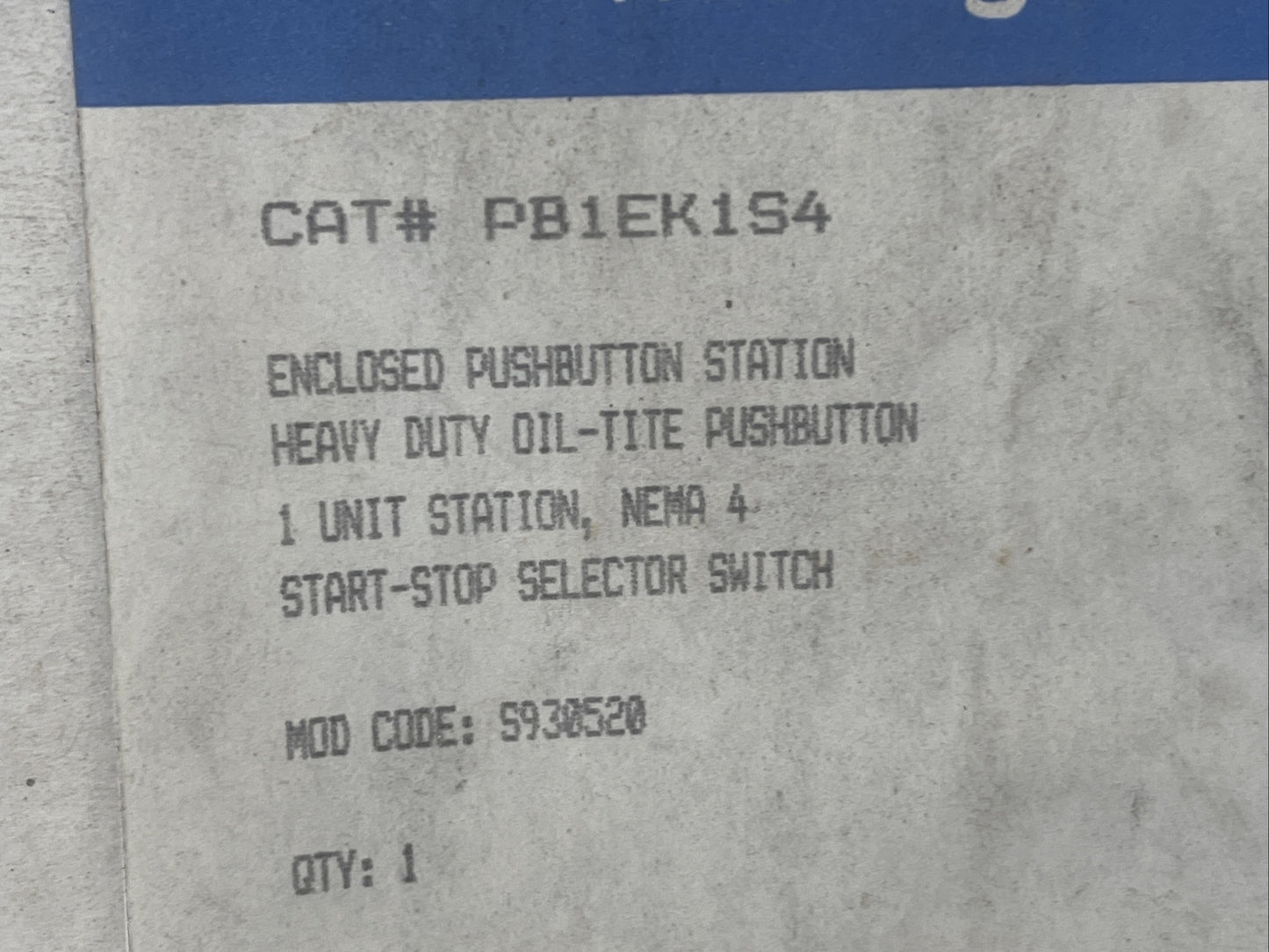 WESTINGHOUSE PB1EK1S4 START-STOP SWITCH ENCLOSED PUSHBUTTON STATION OIL-TITE
