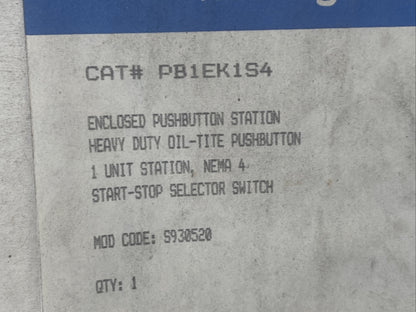 WESTINGHOUSE PB1EK1S4 START-STOP SWITCH ENCLOSED PUSHBUTTON STATION OIL-TITE