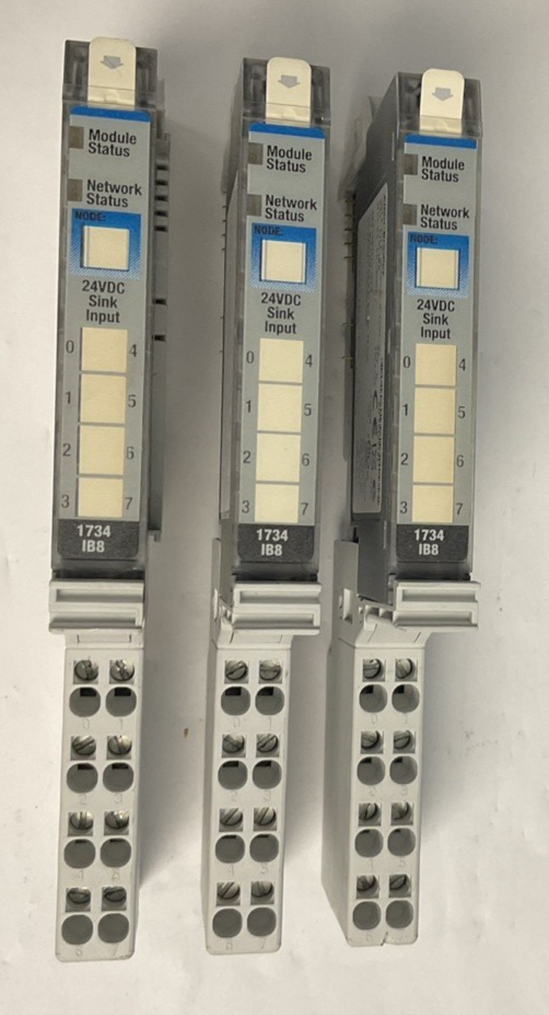 ALLEN BRADLEY 1734-IB8 PLC MODULE SER.D W/1734-TOP BASE SER.A ***LOTOF3***