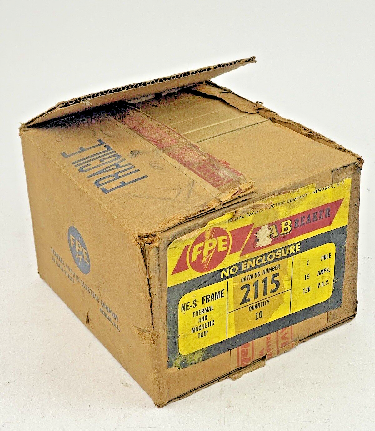 FEDERAL PACIFIC *BOX OF 10* - 2115 - NE-S FRAME 1 POLE, 15 A, 120 VAC BREAKERS