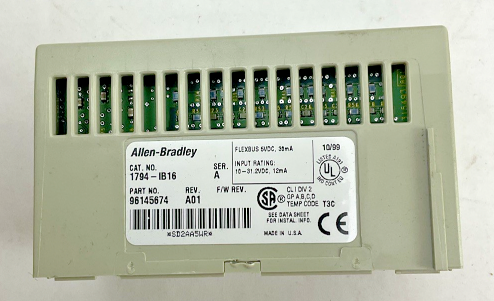 ALLEN BRADLEY 1794-IB16 INPUT MODULE CAT.REV. M01 REV.A01 SER.A 31.2VDC
