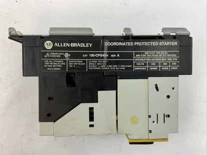 ALLEN BRADLEY 190-CPS40* SER A COORDINATED PROTECTED STARTER 480Y/277VAC