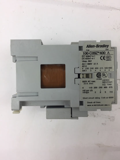 ALLEN BRADLEY 100-C09Z*400 CONTACTOR WITH 100-FSD250 SURGE SUPPRESSOR