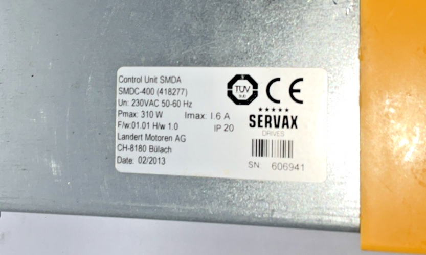 SERVAX SMDC-400 DRIVE 230VAC 50-60HZ 310W F/W01.01 H/W1.0 310W