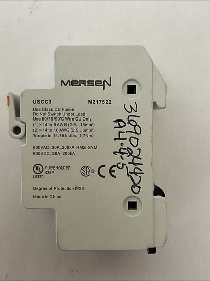 MERSEN USCC3 M217522 FUSE HOLDER USE CLASS CC FUSES 600V 30A 200kA