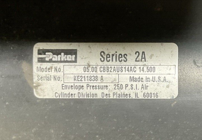 PARKER 05.00 CBB2AUS14AC 14.500 PNEUMATIC CYLINDER ENVELOPE PRESSURE 250PSI AIR