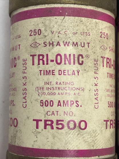 SHAWMUT TR500 TRI-ONIC TIME DELAY CLASS K-5 FUSE 500AMP 250VAC (LOT OF 2)