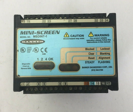 BANNER MSDINT-1 MINI-SCREEN CONTROLLER MODULE 24VDC 1.5A