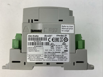 ALLEN BRADLEY 2080-LC20-20AWBR ETHERNET/IP MICRO820 SER C FW 12.011