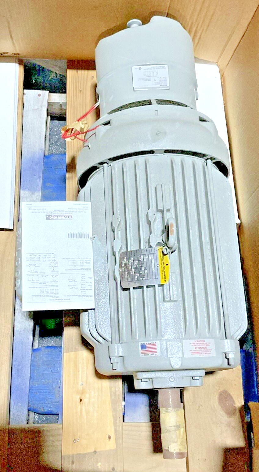 BALDOR 15HP 1765RPM 18A MOTOR W/ STEARN 108705100GLF BRAKE REV.B 50LB-FT