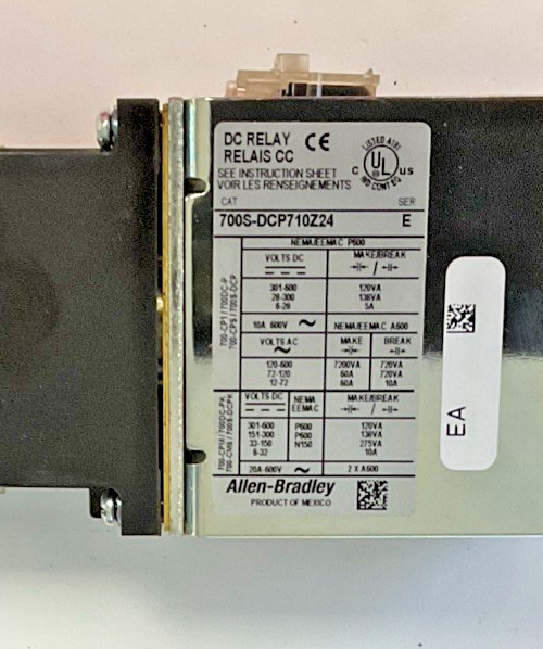 ALLEN BRADLEY 700S-DCP710Z24 RELAY SER.E 600VAC 20A
