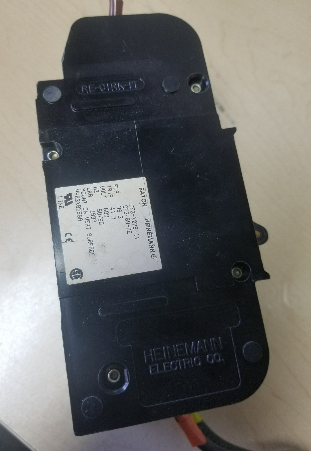 EATON / HEINEMANN CF3-Z229-14 CIRCUIT BREAKER - 600V, 193A LRA, 36.3A FLA