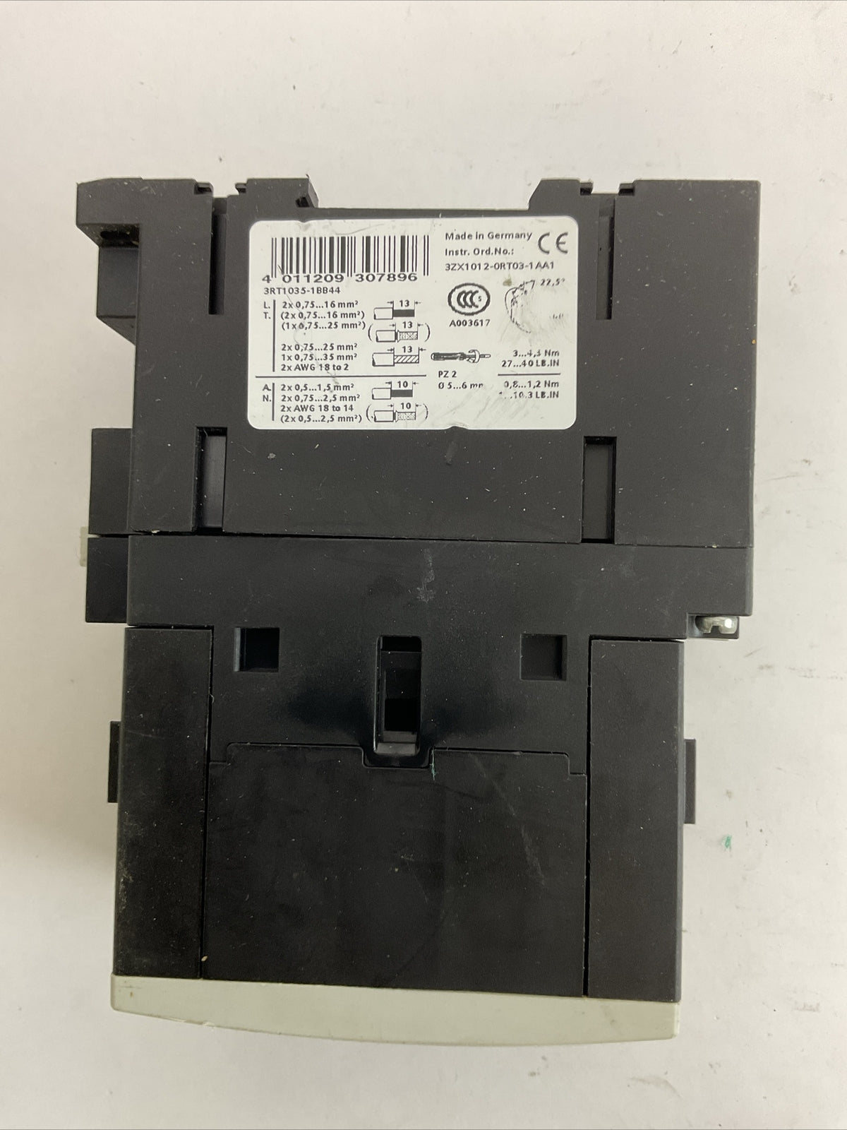 SIEMENS 3RT1035-1BB44 CONTACTOR 55A 600VAC 3PH 40HP COIL 24VDC