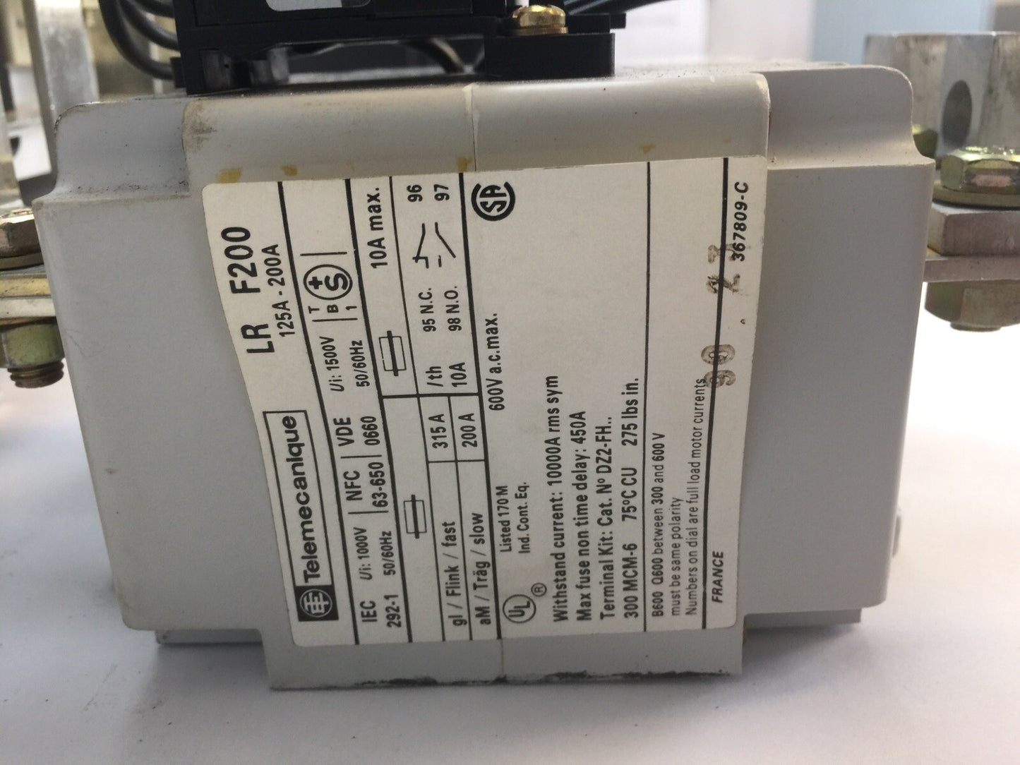 TELEMECANIQUE LC1FG43 REVERSING STARTER  COIL 115-120V LR F200