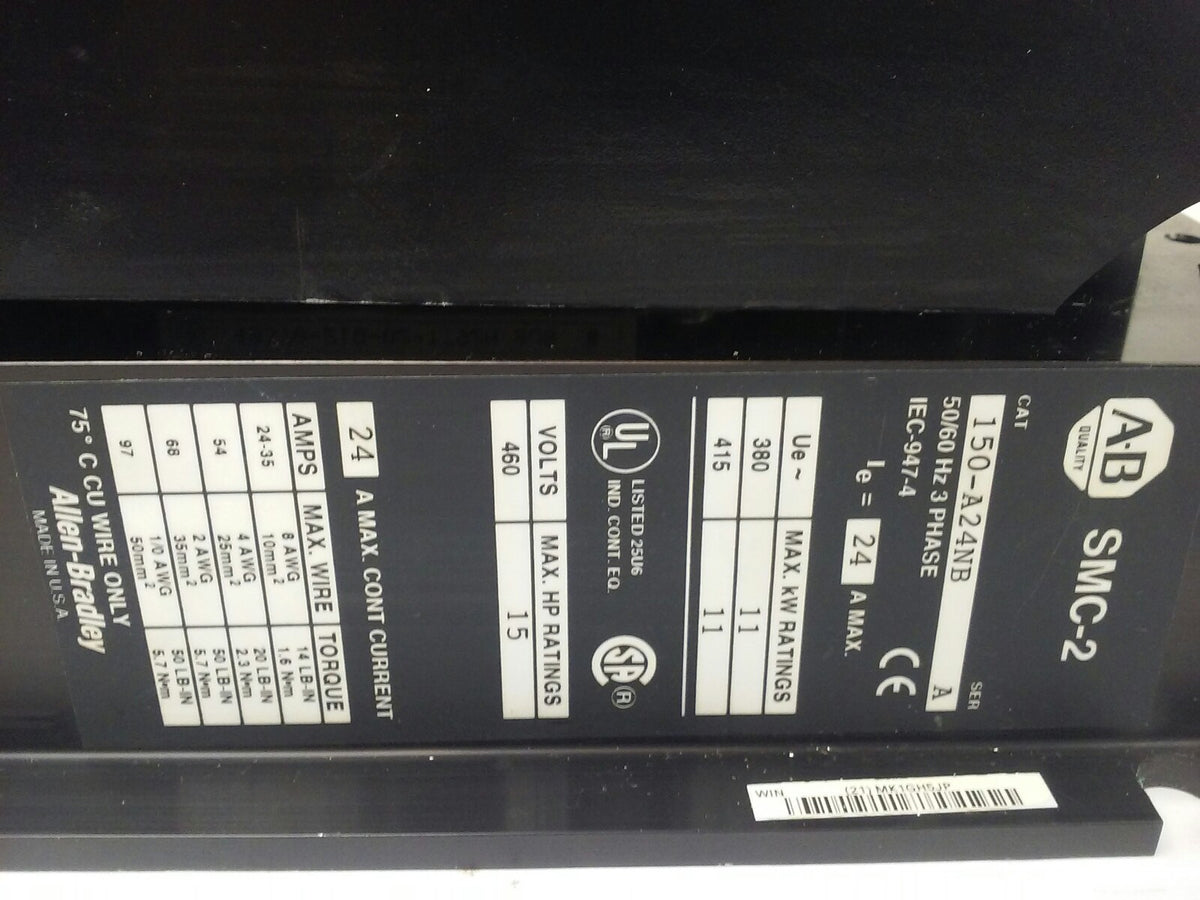 ALLEN-BRADLEY SMC-2 150-A24NB SER. A MOTOR CONTROLLER 50/60Hz 3PH IEC-947-4